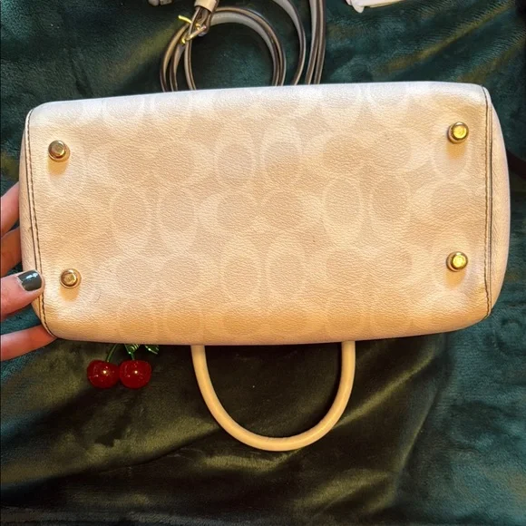 Coach Cream Satchel with Cherry Charm - Picture 7 of 9